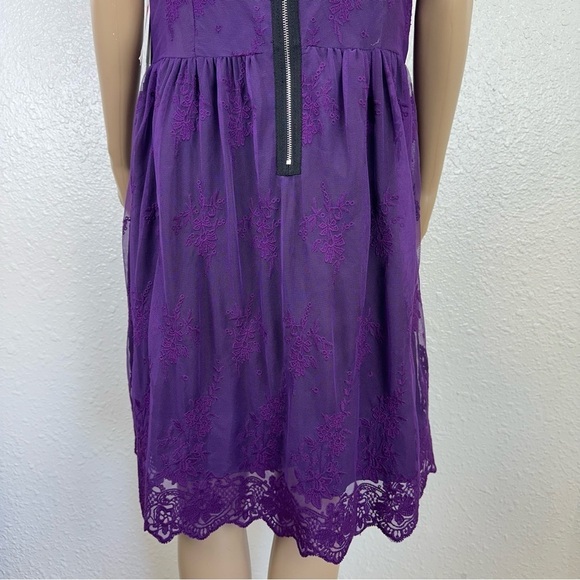 Kensie purple Dress Lace Overlay Fit & Flare Party Whimsigoth Fairy Goth sheer L - Picture 14 of 16
